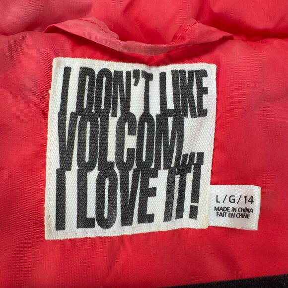 Volcom Hot Mittes Long Puffer Jacket 3/4 Length Large 14 Faux Fur Hood Red - Picture 13 of 14